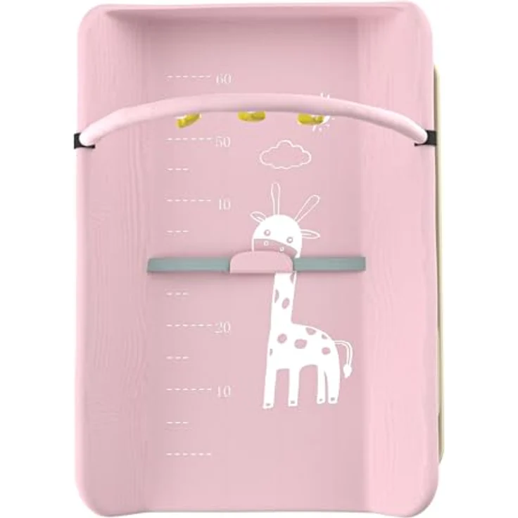 Wickelstation für Baby, Wickeltisch, faltbar, tragbar, Wickeltisch, faltbar, tragbar, mit Aufbewahrungskorb, maximale Belastung von 25 kg,75 x 68 x 83–91 cm (Schwarz) Rosa – Bild 3