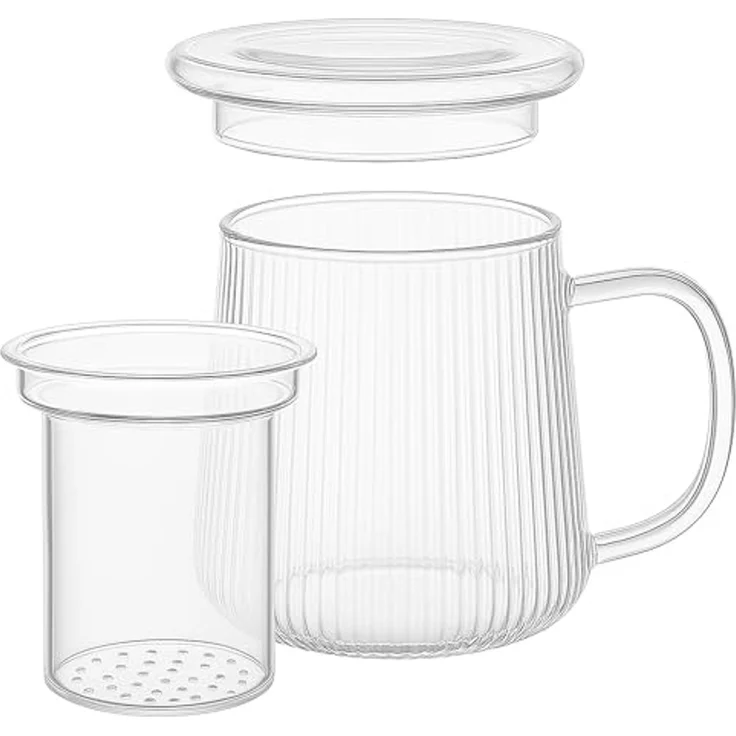 Goodwei Teeservice Teezubereiter aus Glas mit Filter und Deckel – Teetasse & Teekanne (1-tlg), 1 Personen, Borosilikatglas – Bild 1