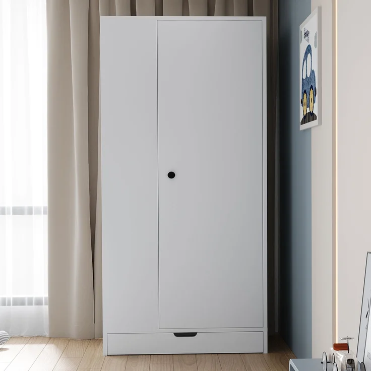 Merax Kleiderschrank 70*40*170cm, Eintürige Ausführung, mit Einlegeböden und Schubladen, Weiß – Bild 3