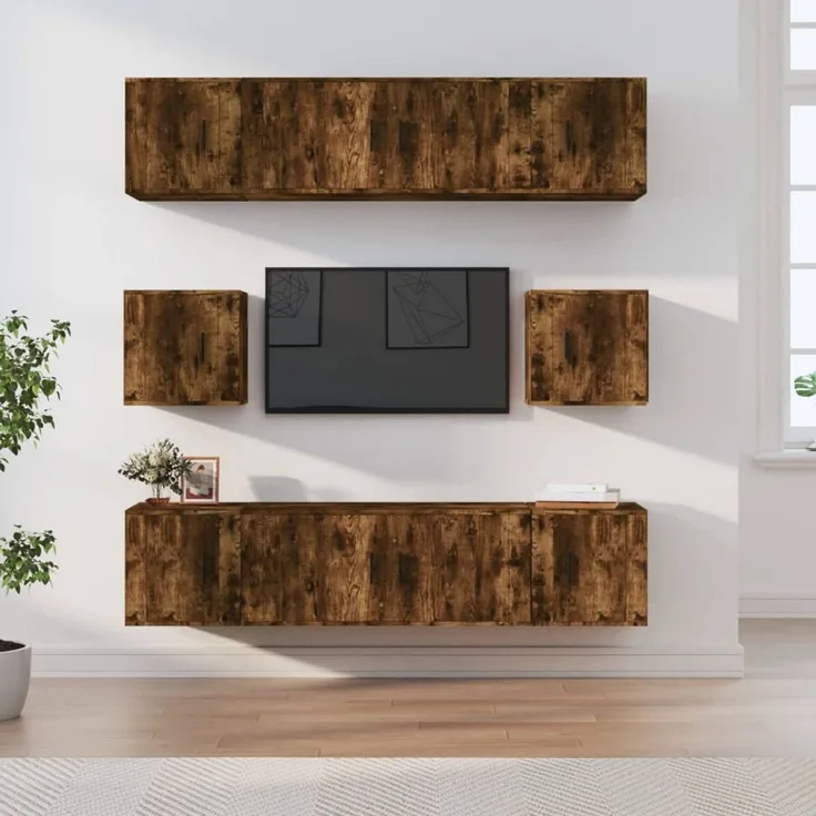 vidaXL 8-tlg. TV-Schrank-Set Räuchereiche Holzwerkstoff 3188675