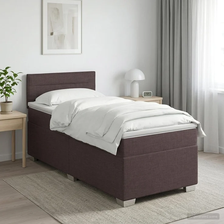 vidaXL Boxspringbett mit Matratze Dunkelbraun 90 x 200 cm Stoff 3450386 – Bild 1