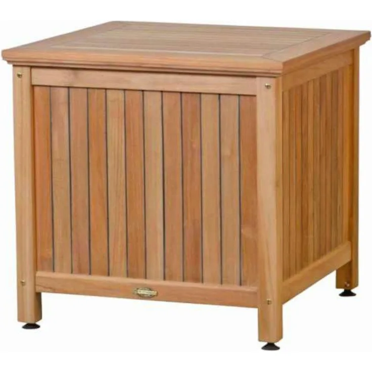 Kai Wiechmann Auflagenbox Massive Premium Teak Kissentruhe, wetterfest mit Gasdruckfeder und Abtropfkante, 72 x 72 cm
