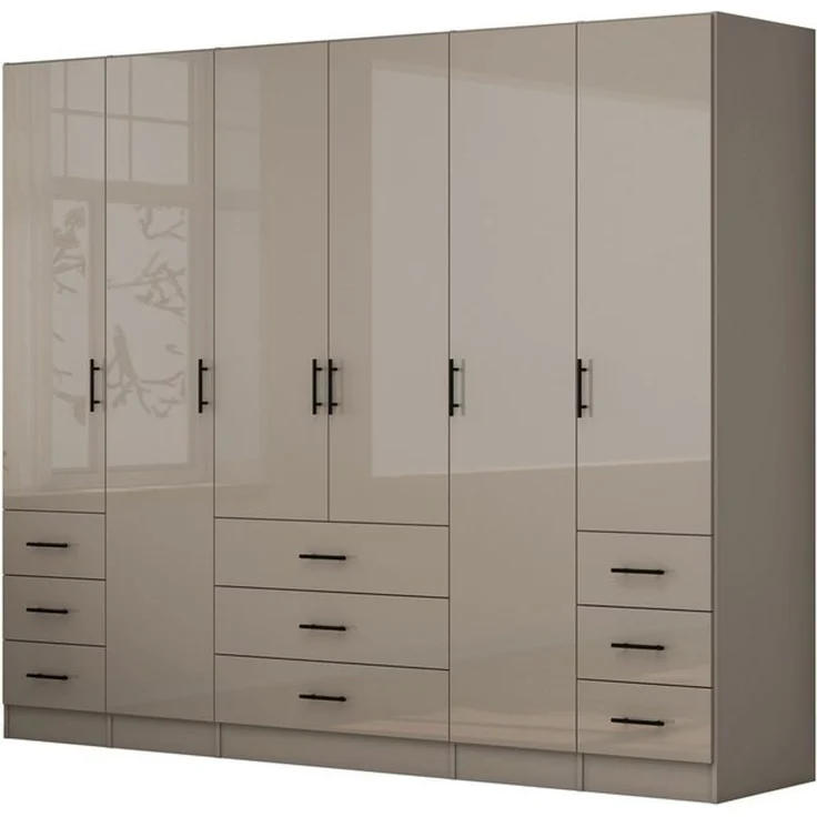 OTTO home Kleiderschrank Trento Schlafzimmerschrank Garderobe Hochglanz Bestseller Schrank mit 6 Türen und 9 Schubladen, höchglänzende Fronten – Bild 4