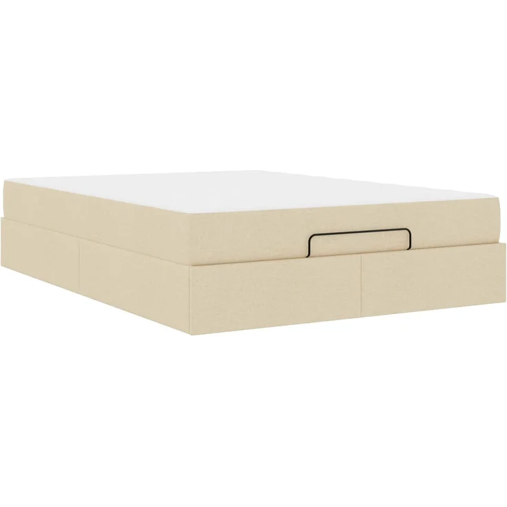 vidaXL Bettgestell mit Matratze mit Matratze 2 pcs Creme Stoff 3399506 – Bild 1