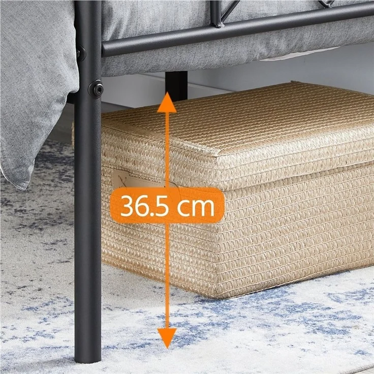 Yaheetech Bettgestell Metallbett mit Lattenrost, mit Kopfteil, 90x200cm – Bild 3