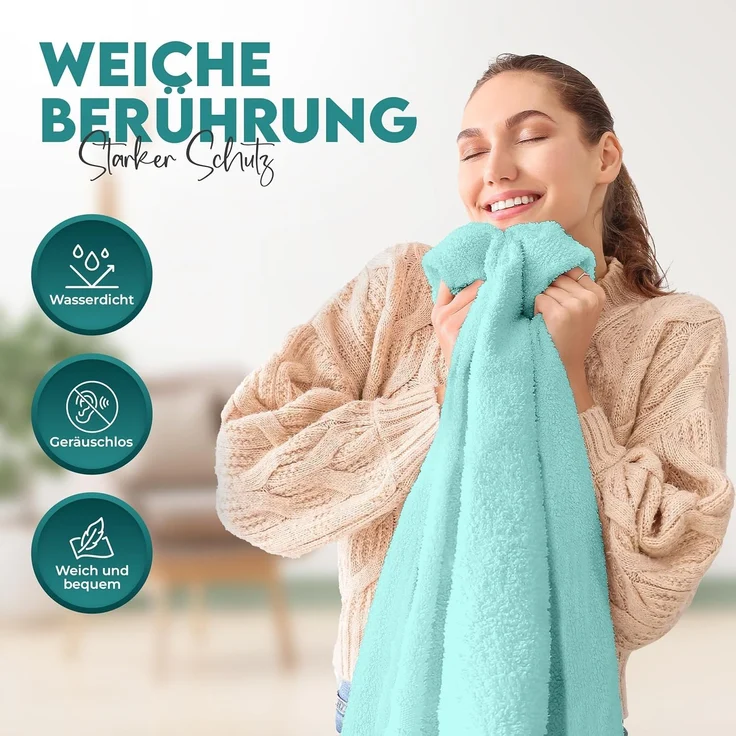 Utopia Bedding Matratzenschoner 160 x 200 x 30 cm Wasserdicht, Oeko-TEX Zertifiziert Matratzenauflage Atmungsaktive, Matratzenschutz, Rundum Elastisch Spa Blau – Bild 5