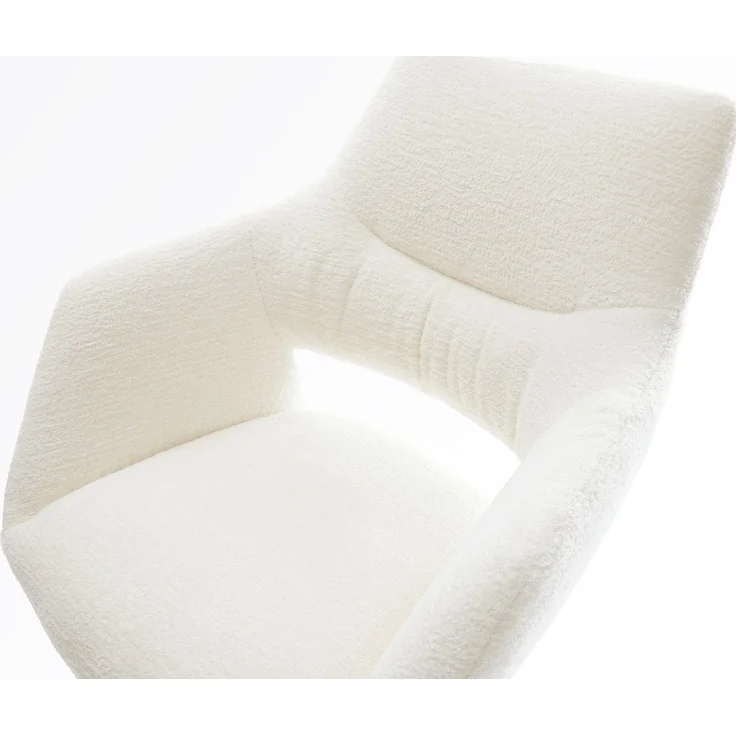 Barstuhl Yago-Flex Bouclé Soft Beige Drehfuß höhenverstellbar Metall Schwarz Taschenfederkern – Bild 4