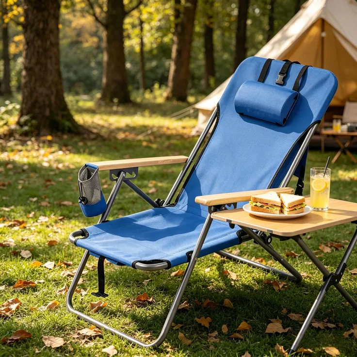 Stuhl 77.5x66x56 cm, klappbar, 4-fach verstellbar, blau, 1 Stück