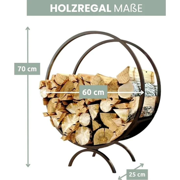 DELUKE® Brennholzregal innen Metall FUSI | Rund, Schwarz | Kaminholzständer Feuerholzregal Kaminholzhalter Holzständer Holzhalter innen Holzlager – Bild 2