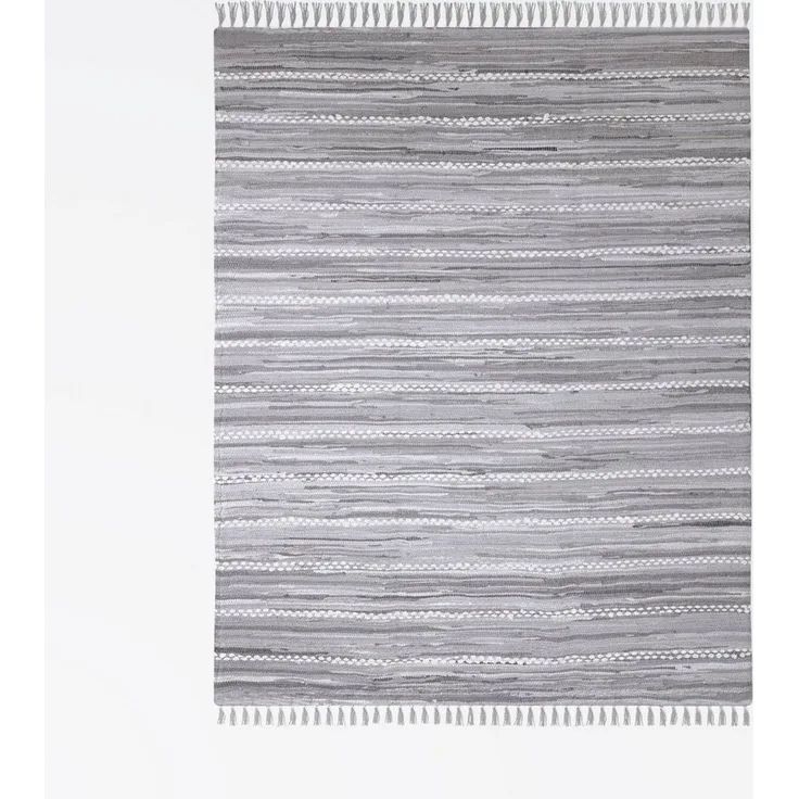 Wohnando Teppich MY-RUG Nandini, Chindi-Teppich 200x140 cm, rechteckig, Höhe: 10 mm, aus recycelten Baumwollresten, handgewebt, wendbar, mit Fransen