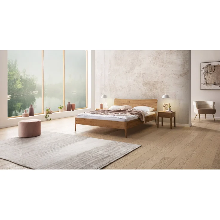 Hasena Massivholzbett Spezia Wildeiche natur mit runden Ecken 200x220 cm, Komforthöhe 25 cm – Bild 3