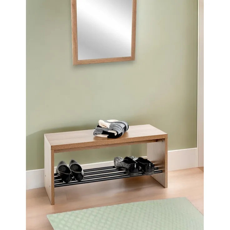 Schuhbank Parma 10 eiche-schwarz 80x30x40 cm