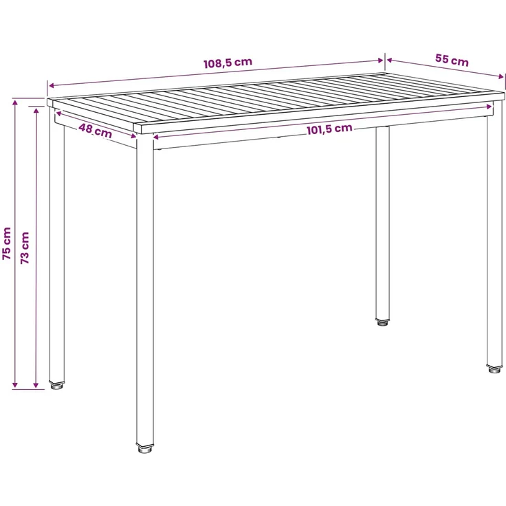 vidaXL Gartentisch NAARDEN Natur und Weiß 108,5 x 55 x 75 cm 901314 – Bild 9