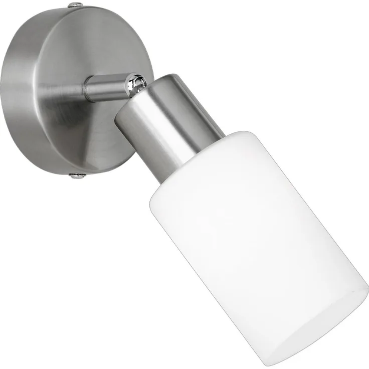 LED Wandstrahler Silber mit Glas Lampenschirm Weiß, Höhe 17,5cm
