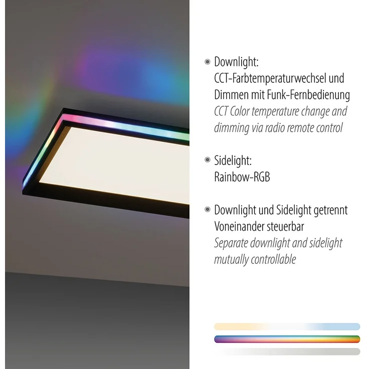 LED Deckenleuchte, Fernbedienung, dimmbar, RGB, L 100 cm – Bild 9