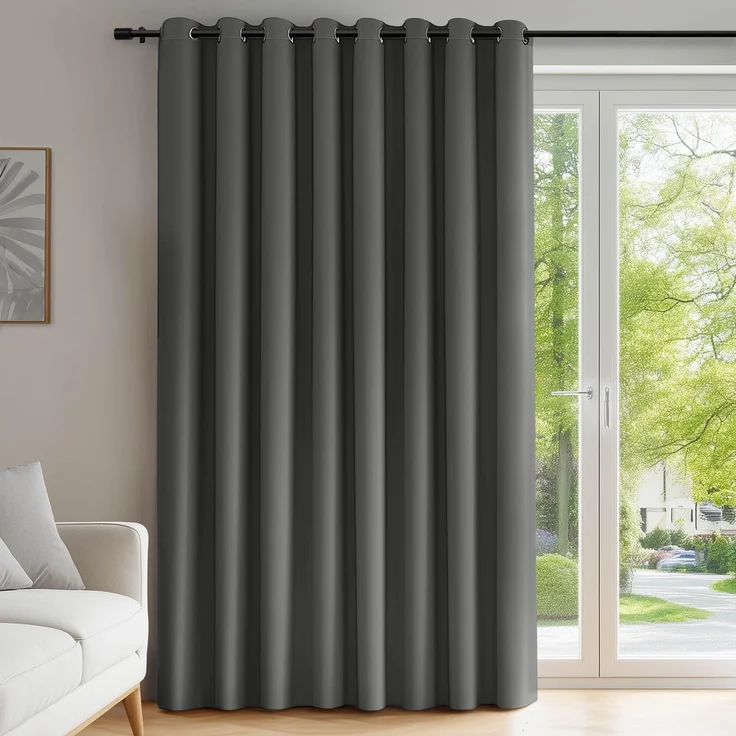 Deconovo Extra Breiter Verdunkelungsvorhang Wohnzimmer Raumtrenner Hellgrau | 1 Stück, H242 x B254 cm, Ösenschal, Hitzeschutz, Abdunkelnd, Sichtschutz, UV-Schutz, Fenster Schlafzimmer, Blackout Curtain