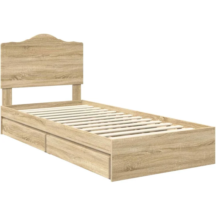 vidaXL Aufbewahrungsbett Sonoma-Eiche 100 x 200 cm Holzwerkstoff 3413536 – Bild 3