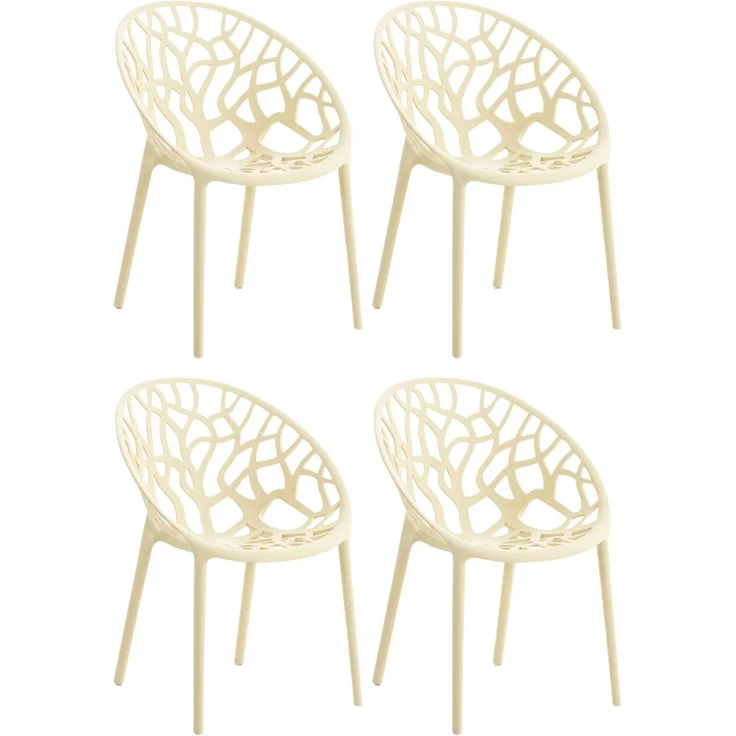 CLP 4er Set 'Hope' Gartenstuhl mit Armlehnen, stapelbar & wetterfest, recyceltem Polypropylen, Creme – Bild 1