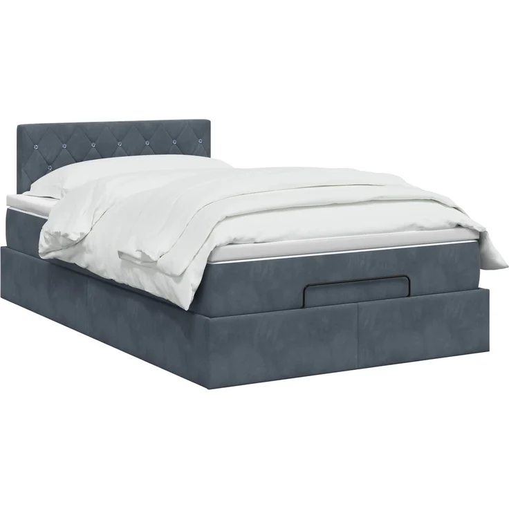 vidaXL Ottoman Bett mit Matratze Dunkelgrau 120 x 200 cm Samt 3456478 – Bild 3