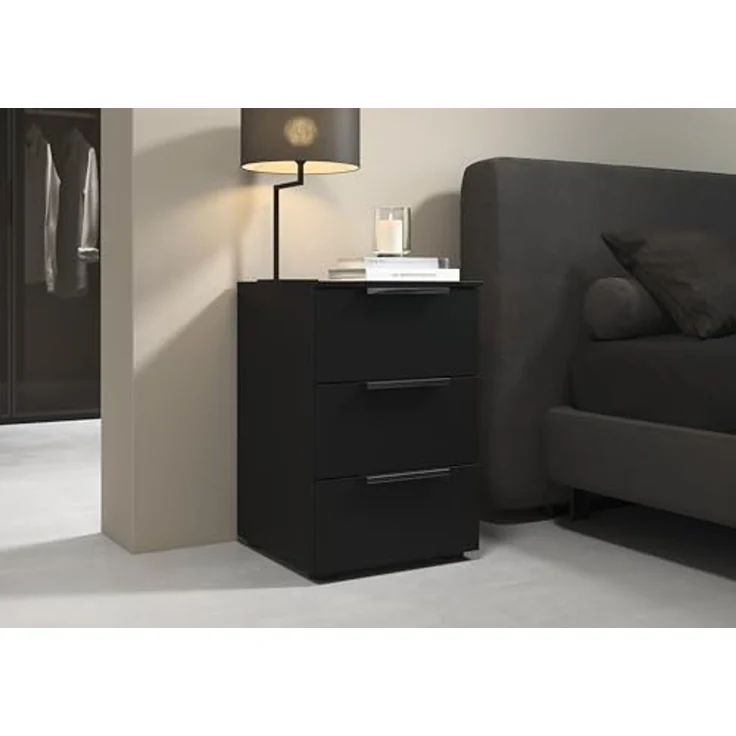 Rauch Möbel Flipp, Nachttisch für Schlafzimmer, Kinderzimmer, Wohnzimmer, Jugendzimmer, Flur, Garderobe, 3 Schubladen, mit Softclose-Funktion, Farbe Schwarz, Breite 40 cm – Bild 2