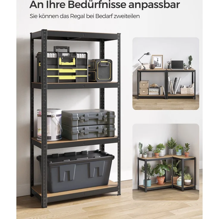 Songmics Schwerlastregal mit 5 Ablagen, Stahl / MDF, Schwarz, 160 x 40 x 80 cm – Bild 5