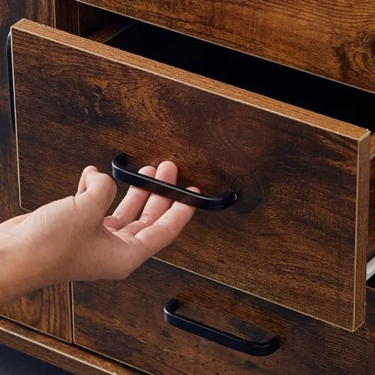 TUKAILAI Rollcontainer Aktenschrank aus Holz, Abschließbar Büroschrank mit 3 Schubladen und Tür, Mobiler Schreibtisch Unterschrank mit 4 Rollen für Büro Arbeitszimmer Wohnzimmer, 40×60×57 cm, Braun – Bild 10