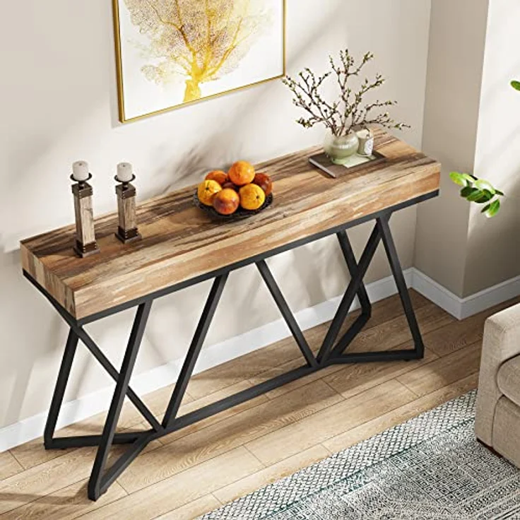 LITTLE TREE Sofa Console Table with Unique Metal Base, Entryway Table Behind Couch Table – Bild 6