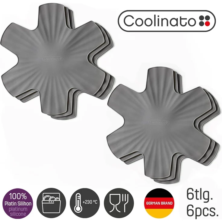 Coolinato Pfannenschoner Pfannenschutz aus Silikon, 6er-Set, 6-tlg, hitzebeständiger Küchenhelfer, Ø 35cm – Bild 6