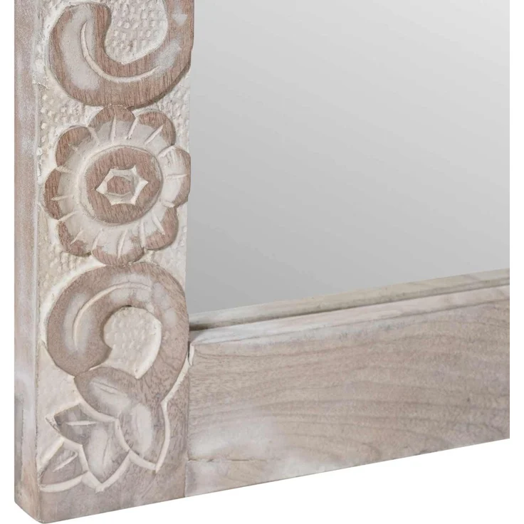 Wandspiegel Rechtwinklig Weiß 70 x 50 cm Massivholz Mango – Bild 5