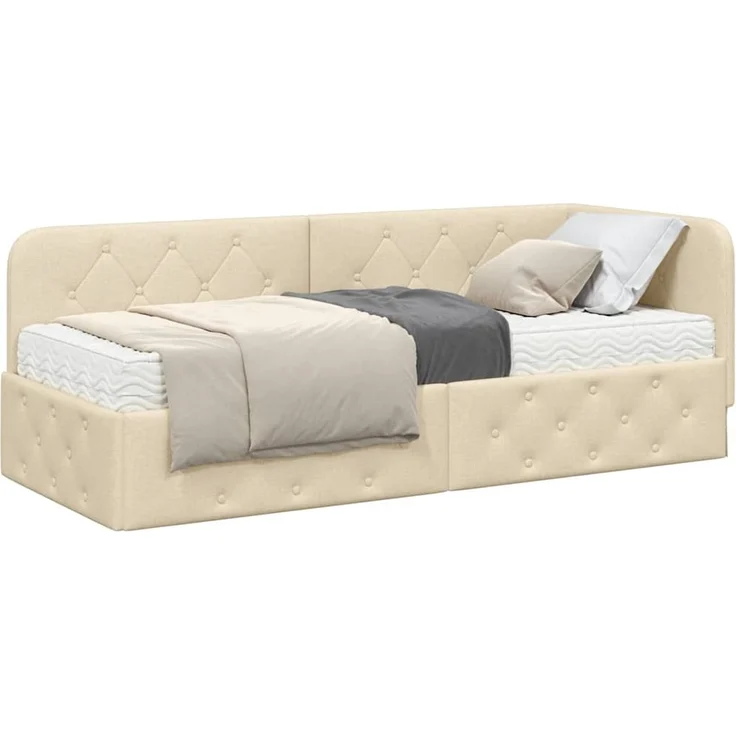 vidaXL Eckbettgestell Creme 80 x 200 cm Stoff 3394035 – Bild 2