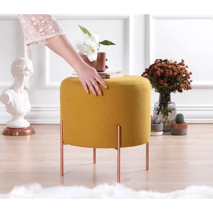 Hanah Home 'Copper 49 - Mustard' Pouffe, Senf, 40 x 42 x 40 cm – Bild 4