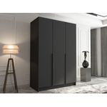 Mirjan24 'Cikzori' Kleiderschrank mit Einlegeböden und Kleiderstange, 3-türig, Laminatplatte, 215 x 58 x 150 cm, Schwarz / Schwarz, ohne Spiegel