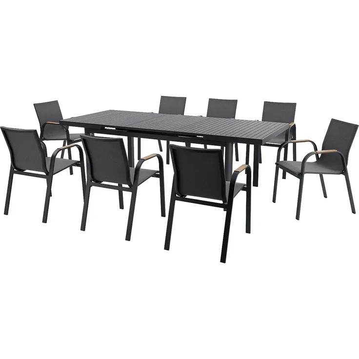 Vente-unique - ZEYVA Gartenessgruppe Metall Grau - B 65 cm100 cm x H 86,5 cm76 cm x L 52 cm240 cm180 cm – Bild 2