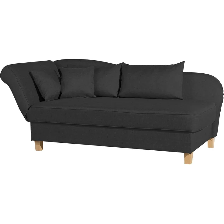 Recamiere mit Armteil links klappbar Katia Bezug Flachgewebe Buche natur / schwarz 22666