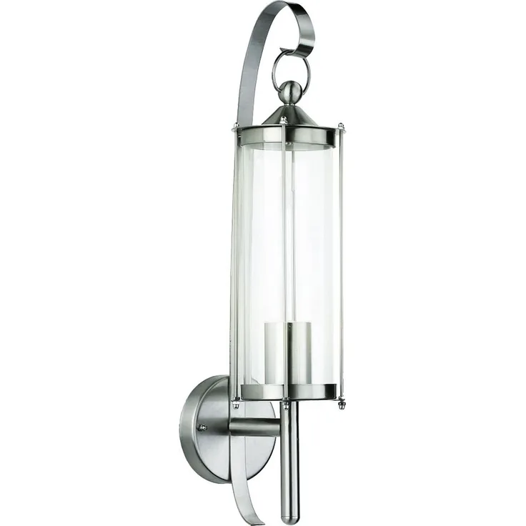 Wandlampe, Edelstahl, Glas, silber, IP44, H 52,5 cm