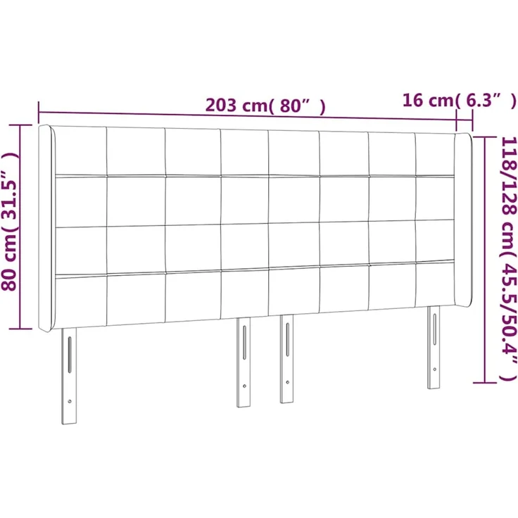 vidaXL Kopfteil mit Ohren Dunkelgrün 203x16x118/128 cm Samt Grün (Art-Nr 3119649) – Bild 7