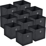 Faltbox 10er-Set 30 x 30 x 28 cm Vliesstoff Schwarz en. casa