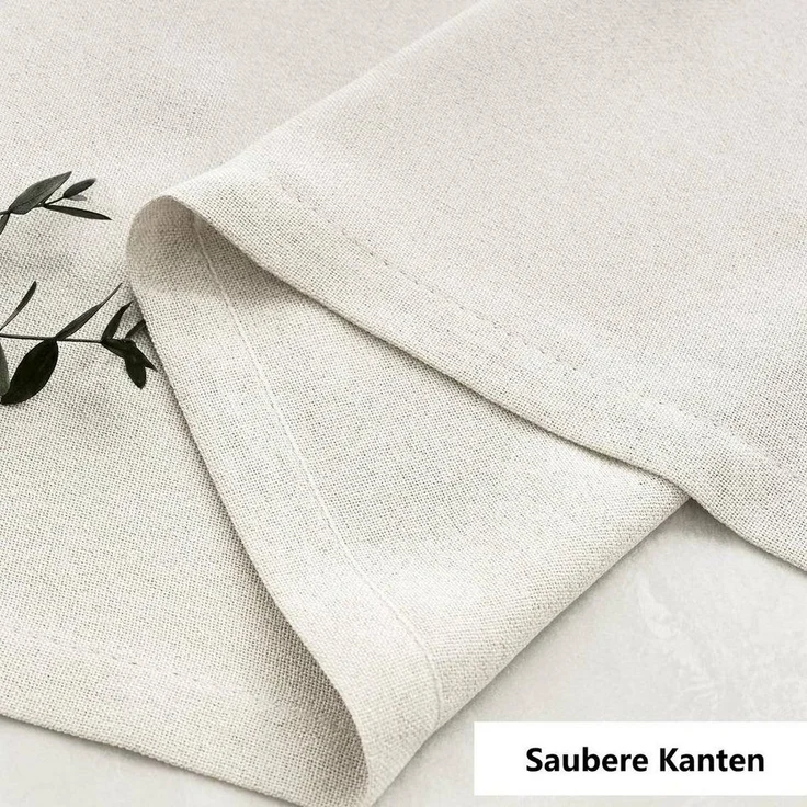 Woltu Gardine (2 St), Kräuselband, halbtransparent, Vorhänge Leinenoptik – Bild 3