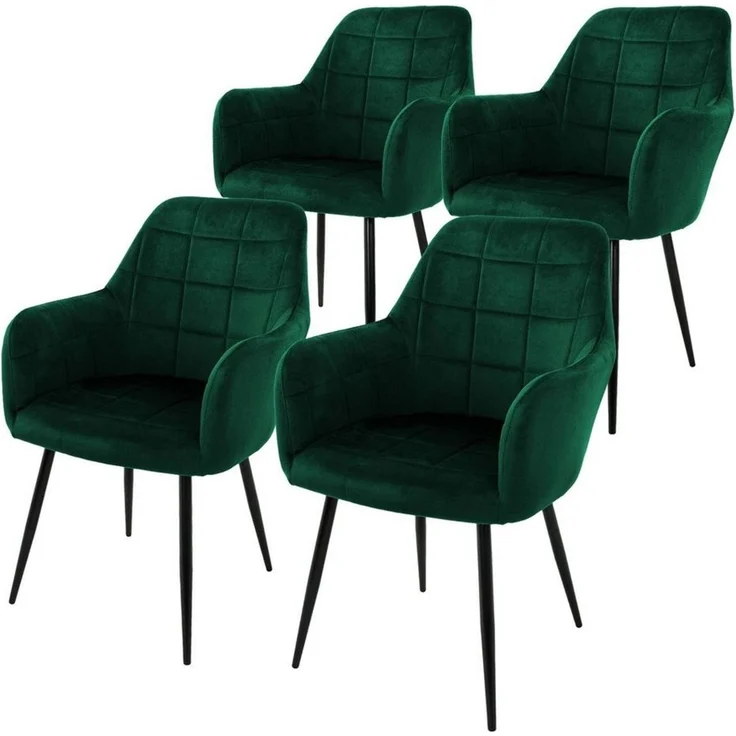 ML-DESIGN Stuhl Esszimmerstuhl ergonomisch & gepolstert, Esstischstuhl mit Rückenlehne (4 St), Wohnzimmerstuhl Dunkelgrün Samtbezug Küchenstuhl Polsterstuhl – Bild 5