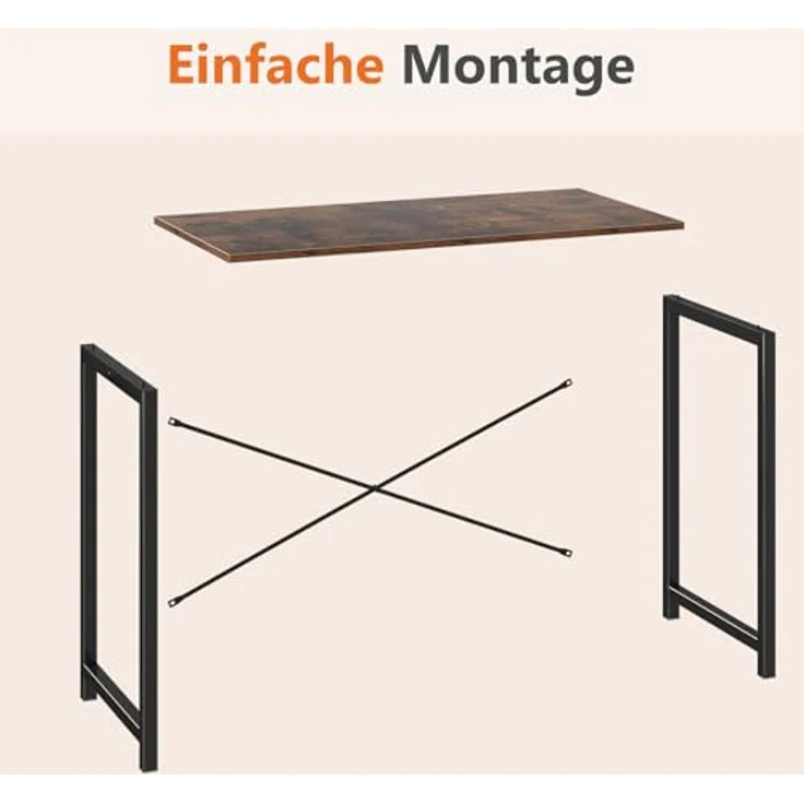Sweetcrispy Schreibtisch, Kleiner Tisch 80 x 50 x 75.4cm (31in), Computertisch Metallgestell‌, Bürotisch für Arbeitszimmer, Schlafzimmer, Wohnzimmer, Study Table Desk, Braun – Bild 7