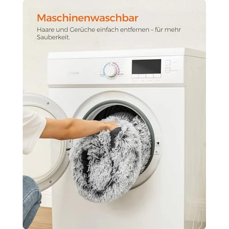 Feandrea Hundebett, Hundekissen, Flauschige Hundematte, Langer Plüsch, 80x50 cm, weiche Polsterung, maschinenwaschbar, multifunktional, Ombré-Grau PGW201G01 – Bild 8