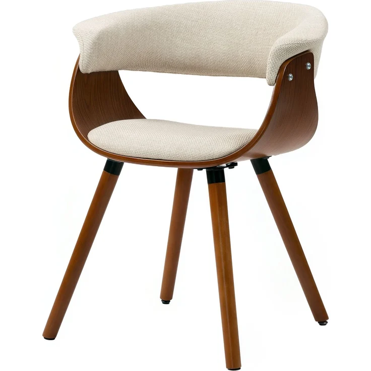 MELAYR, Esszimmerstuhl, Stoff in Leinenoptik, gebogene Rückenlehne, Holzbeine, Beige, 62 x 55 x 75 cm – Bild 2