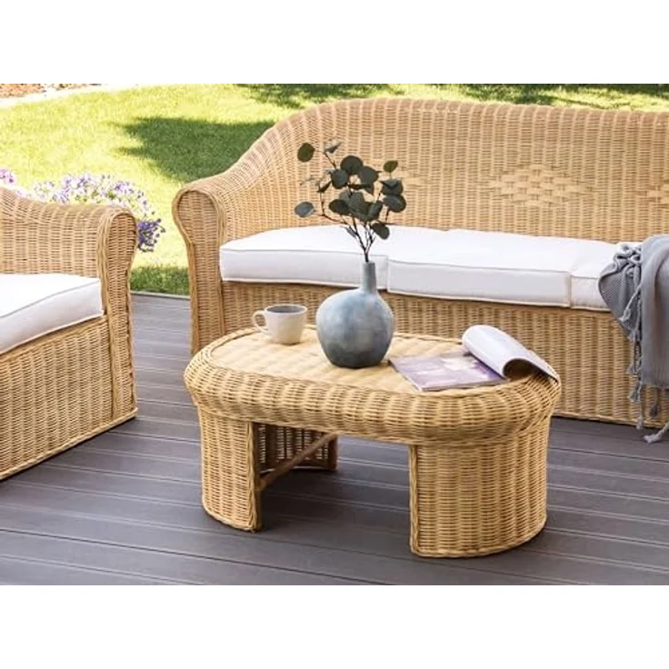 Beliani 'LIVADEIA' Gartentisch, Rattan Natürlich – Bild 2