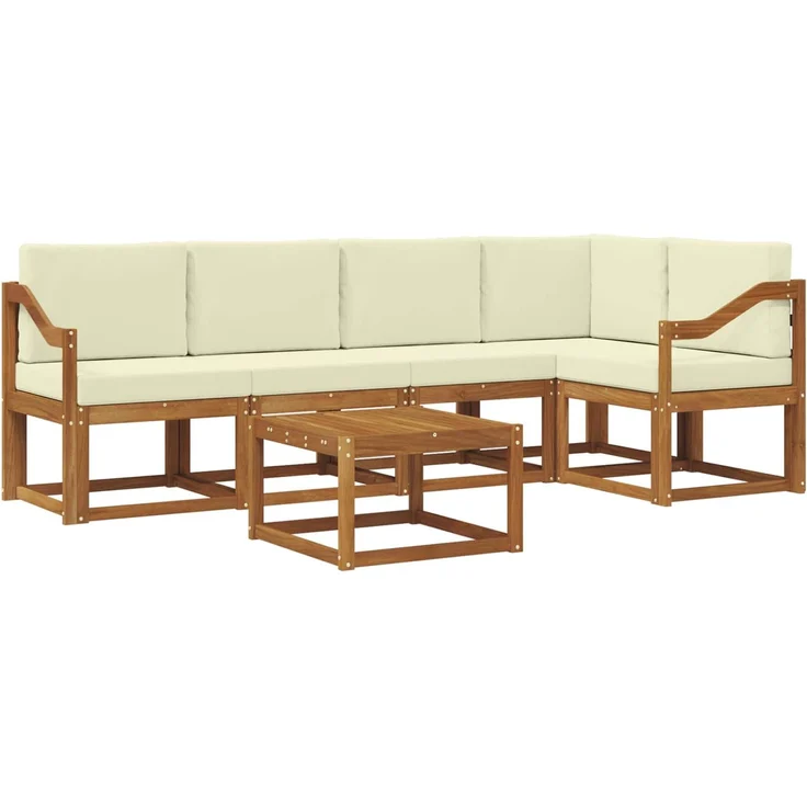 vidaXL Outdoor-Sofagarnitur mit Kissen 6 pcs Natur und Creme 3366443 – Bild 2