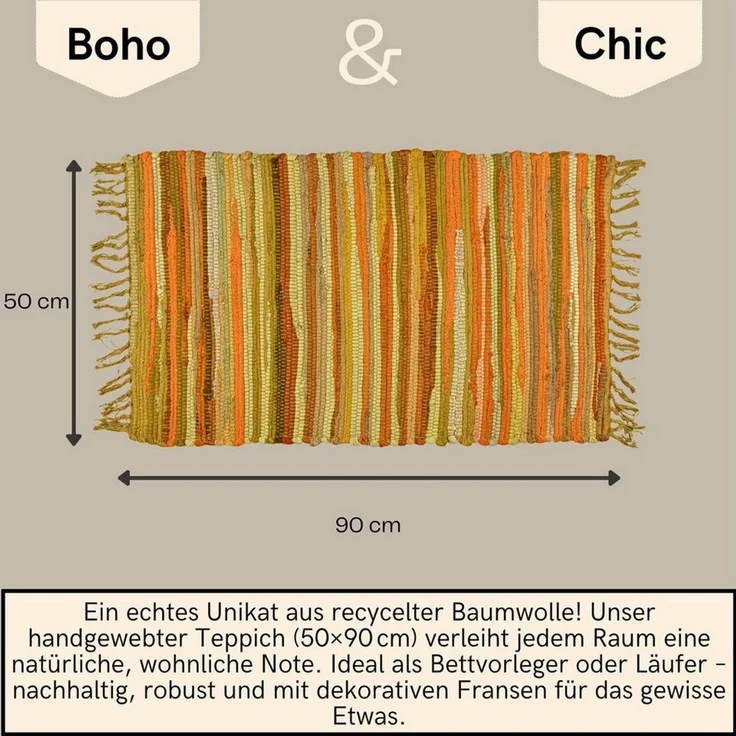 Marrakesch Orient & Mediterran Interior Badematte 3er Set Callum Gelb Teppich 90×50cm, Boho-Vorleger aus Baumwolle, Baumwolle – Bild 3