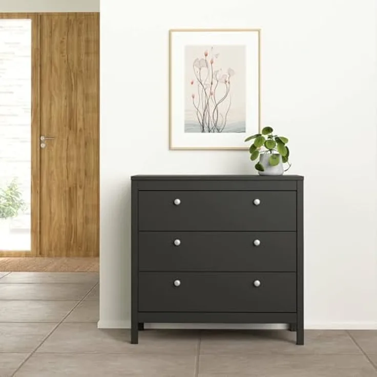 Dmora - Kommode Joceline, Mehrzweckkommode, Schlafzimmerkommode, Schrank mit Schubladen, 82x38 h80 cm, Schwarz