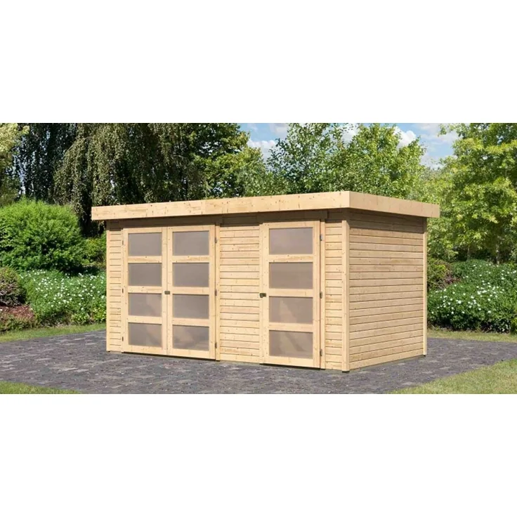 Karibu Zweiraum - Gartenhaus Mühlentrup 1 naturbelassen 404x217cm 19mm