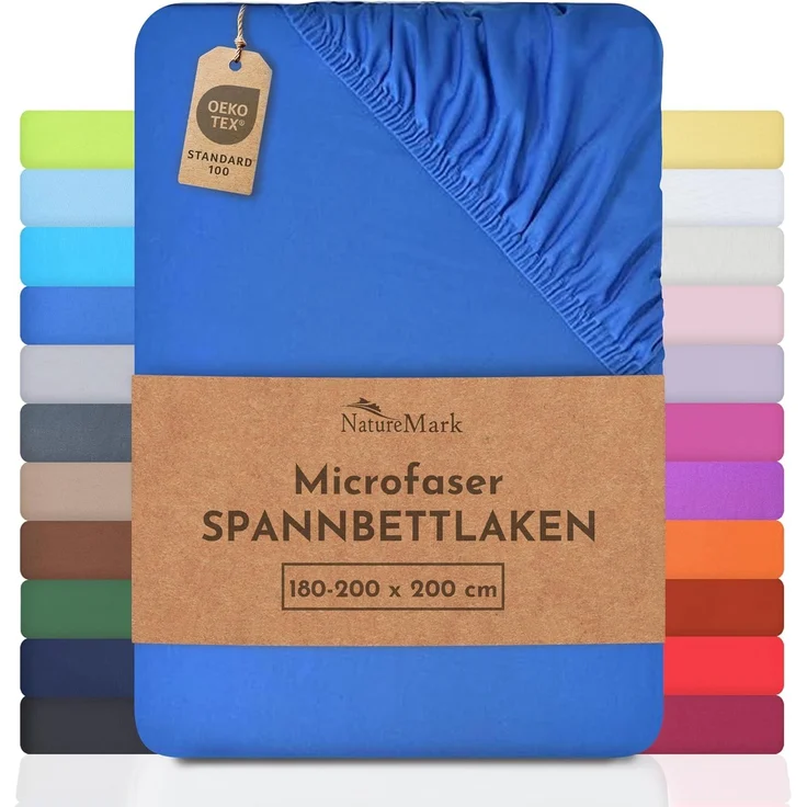 NatureMark - Mikrofaser SPANNBETTLAKEN zum Sparpreis! viele Größen und Farben Markenware (180x200-200x200 cm, royal blau)