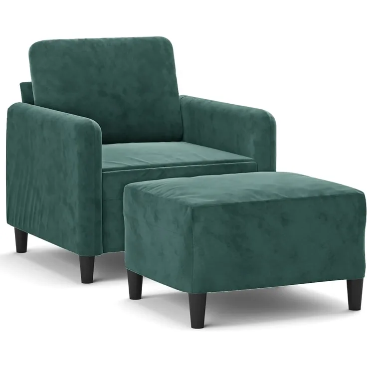 vidaXL Sessel mit Hocker Dunkelgrün 60 cm Samt 3201166