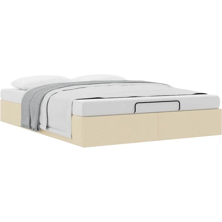 vidaXL Ottoman-Bett ohne Matratze Creme 140x190 cm Stoff 3310880 – Bild 4